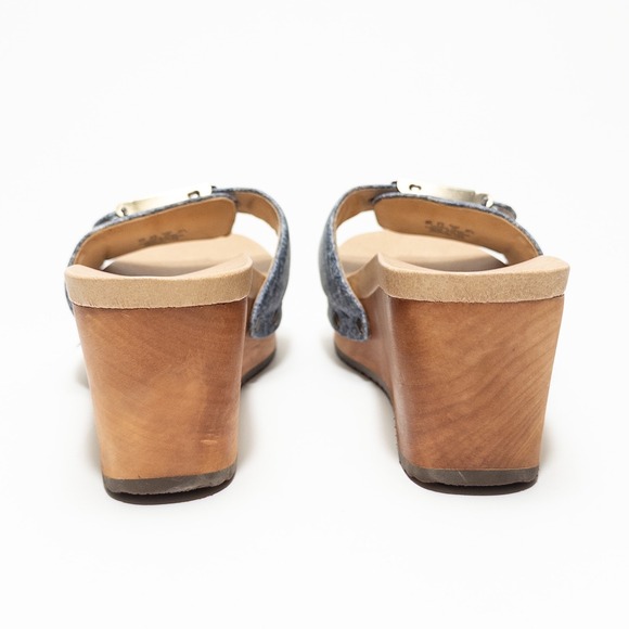Dr. Scholl Dr Scholls Original Life Slide Wedge Sandals Women 9 Denim Buckle